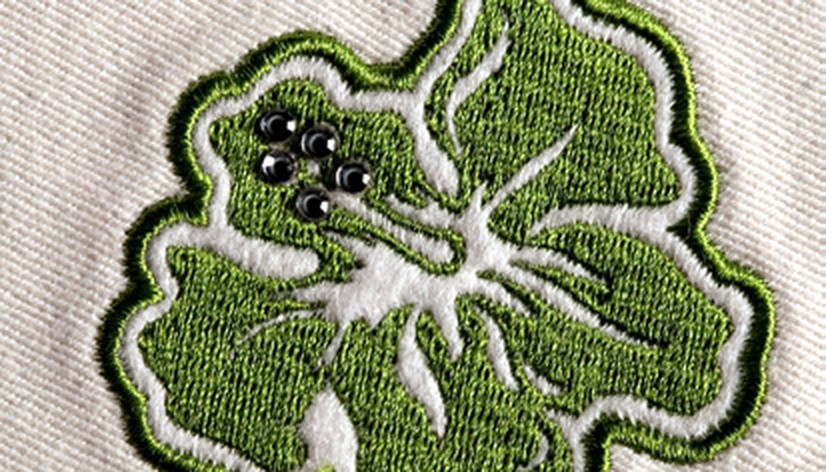 Die-cut felt patch with rhinestones