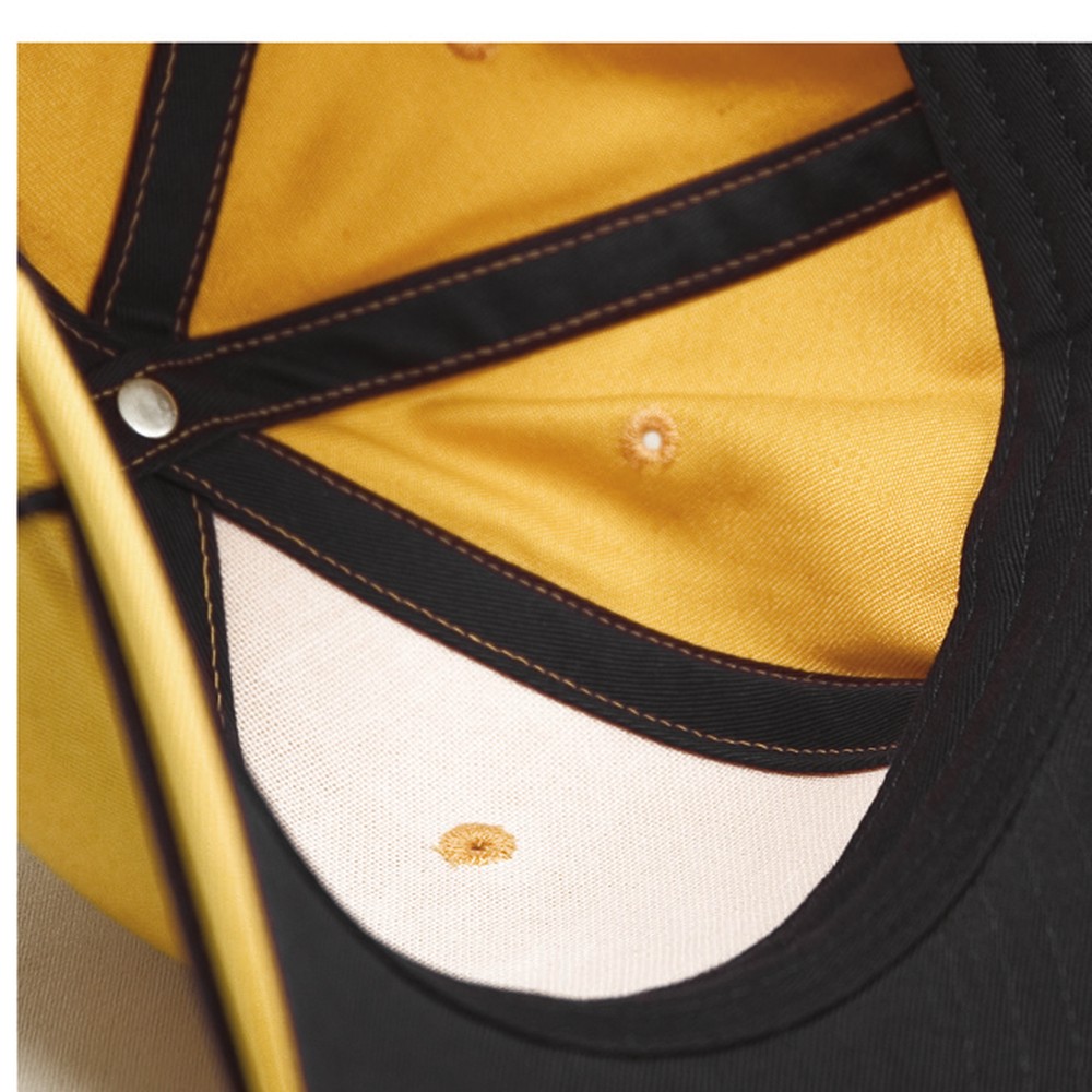 Close crop of a taped inner seam and sweatband